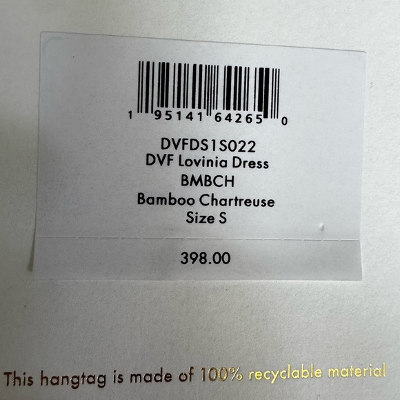 Diane Von Furstenberg Livonia bamboo Chartreuse dress S - Picture 6 of 9